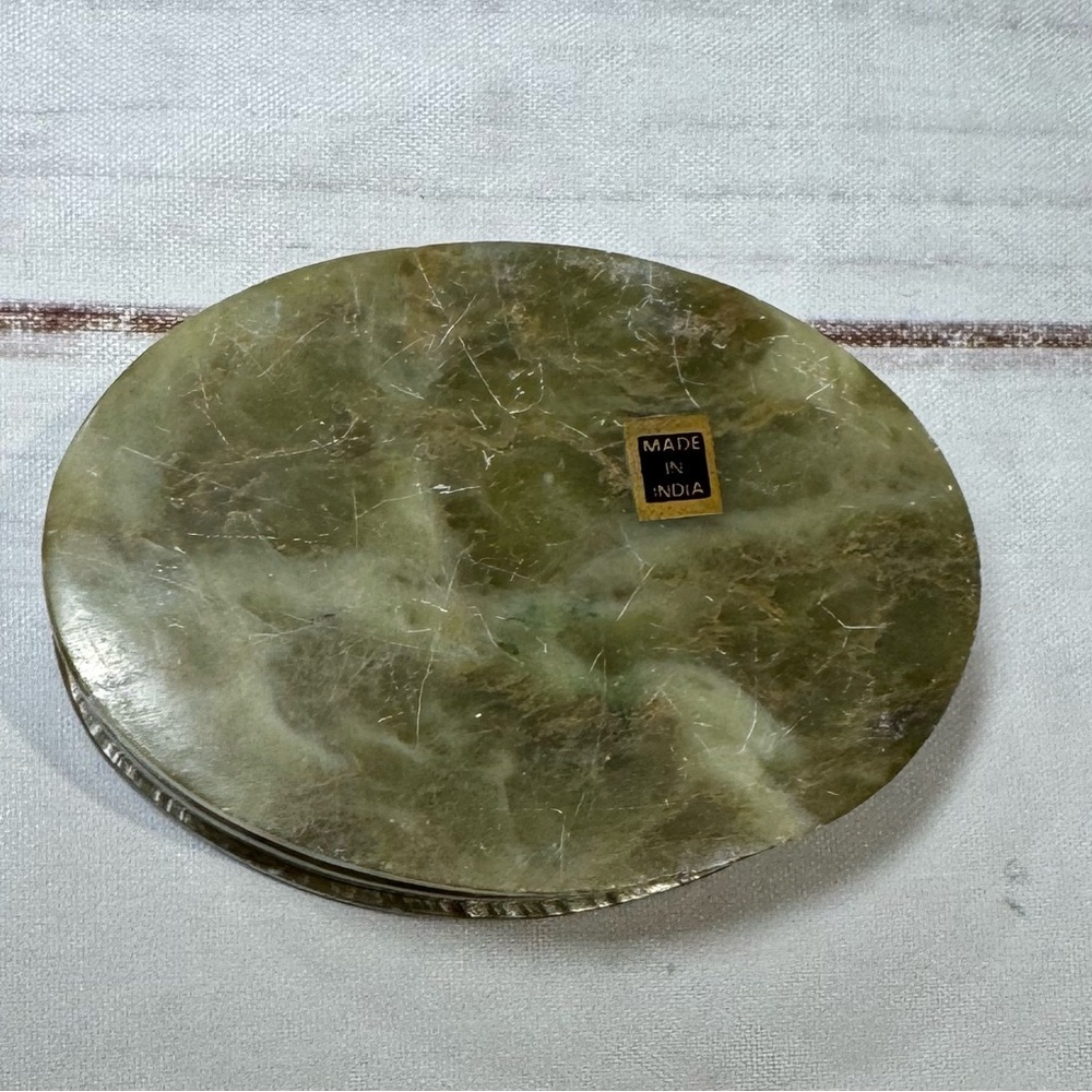 Vintage Handmade Oval Soapstone Decorative Stone Trinket Box Floral India - Picture 7 of 11